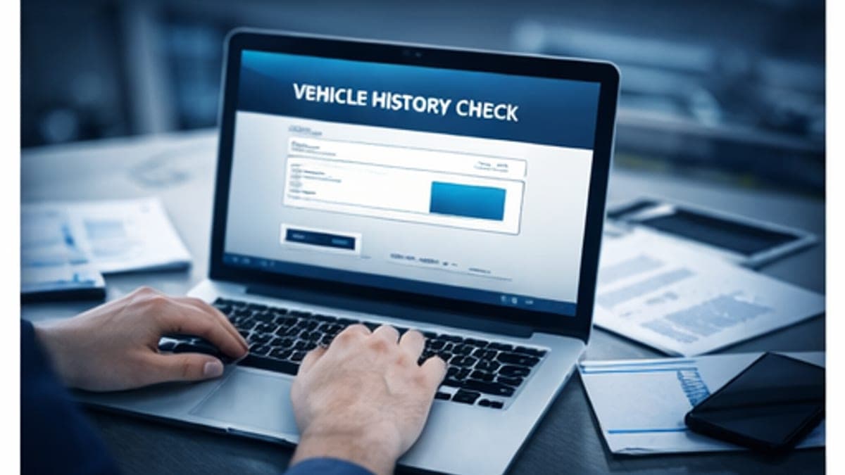 Person reviewing a vehicle service history book before buying a used car